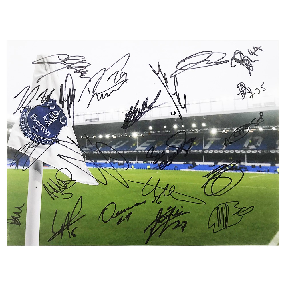 Signed Everton Poster Photo - Premier League Squad Autographed