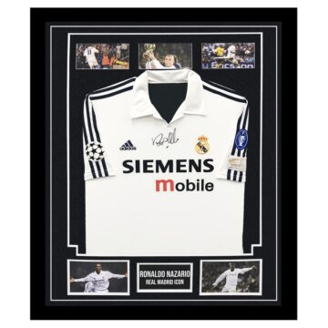 Autographed/Signed Ronaldo Nazario Real Madrid White Soccer Jersey