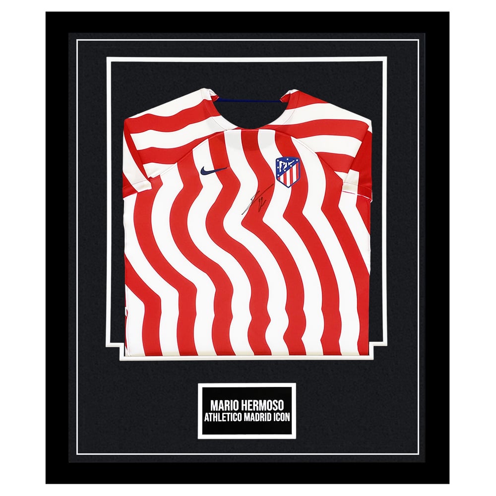 Signed Mario Hermoso Atletico Madrid Framed Shirt - La Liga 2023 +COA