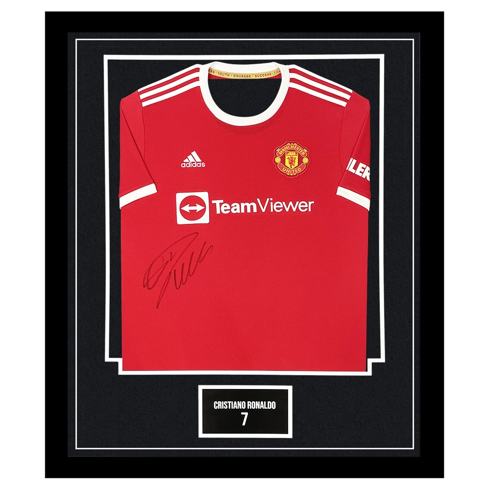 Signed Cristiano Ronaldo Framed Manchester United Shirt Cr7 Autograph