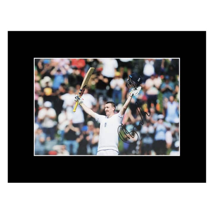 Signed Harry Brook Photo Display 16x12 - England Cricket Ashes Icon