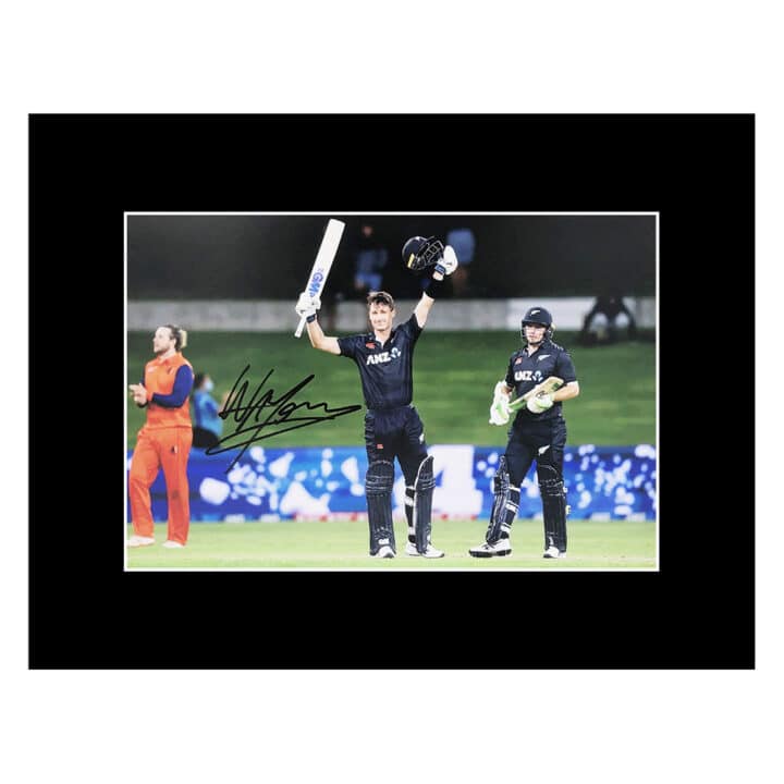 Signed Wil Young Photo Display 16x12 - New Zealand Cricket Autograph