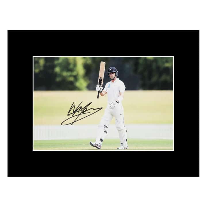 Signed Wil Young Photo Display 16x12 - New Zealand Cricket Icon
