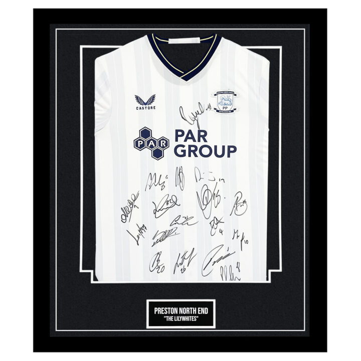 Framed Preston North End Signed Shirt - 'The Lilywhites' Autograph 2024