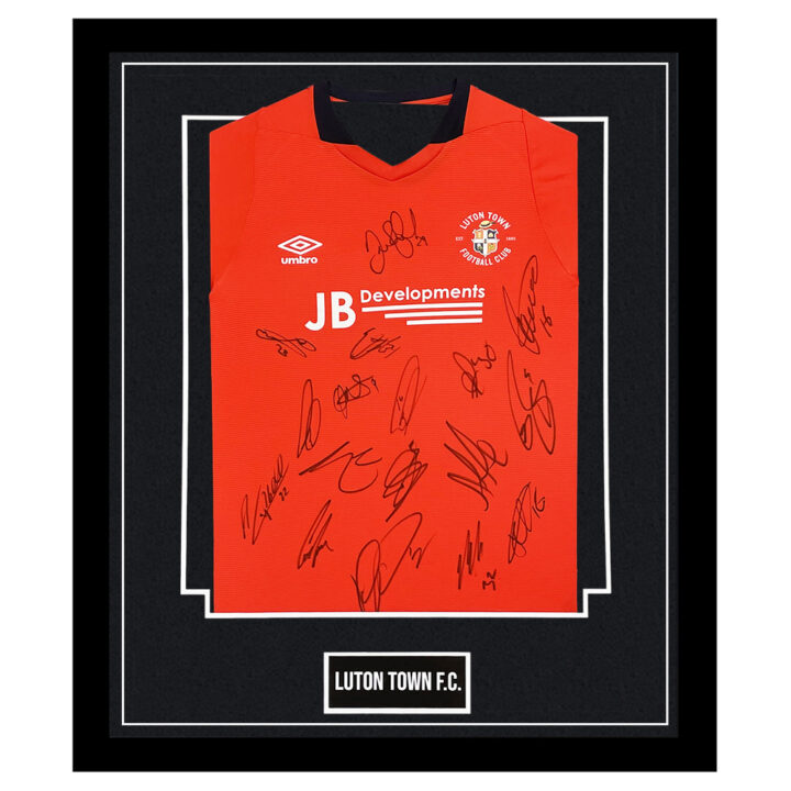 Luton Town Signed Framed Shirt - Championship Squad Jersey