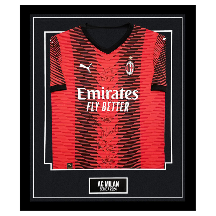 Signed AC Milan Framed Shirt - Serie A 2024 Squad