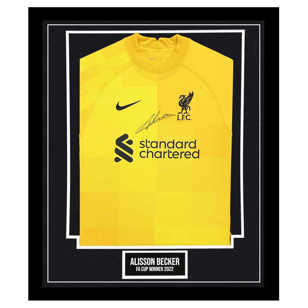 Signed Alisson Becker Framed Liverpool Shirt - FA Cup Winner 2022