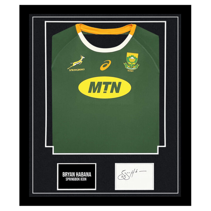 Signed Bryan Habana Framed Display Shirt - Springbok Icon Autograph