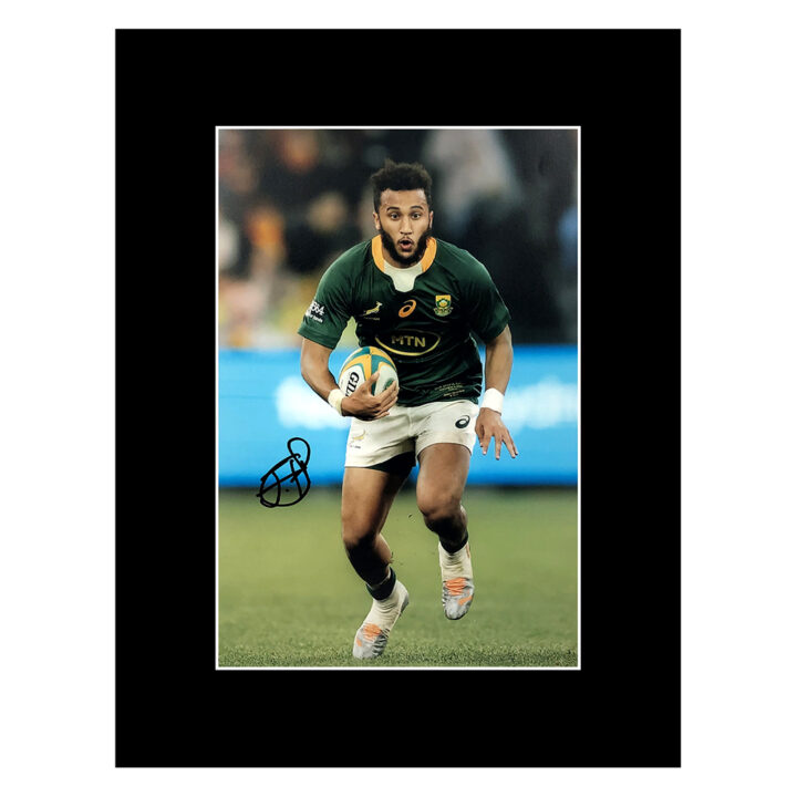 Signed Jaden Hendrikse Photo Display 16x12 - Springboks Rugby Icon