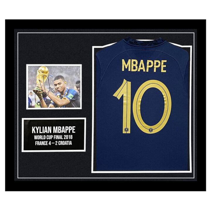 Signed Kylian Mbappe Framed Display Shirt - World Cup Winner Final 2018