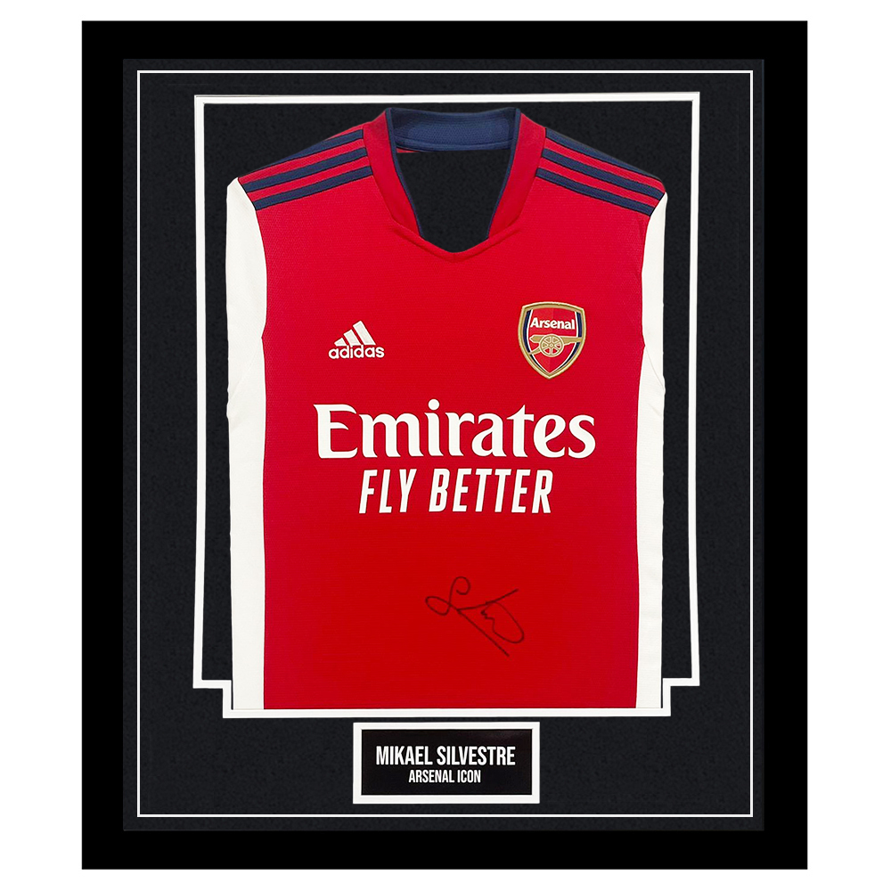 Signed Mikael Silvestre Framed Shirt - Arsenal FC Icon