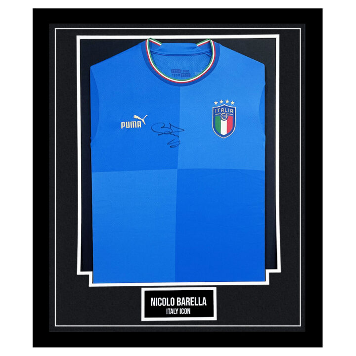 Signed Nicolo Barella Framed Shirt - Italy Icon Autograph