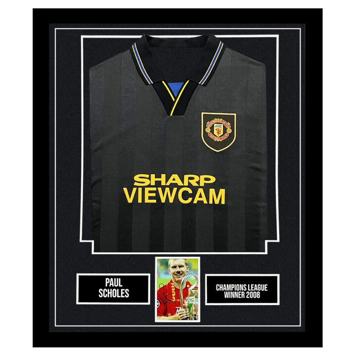 Signed Paul Scholes Framed Display Shirt - Champions League Winner 2008
