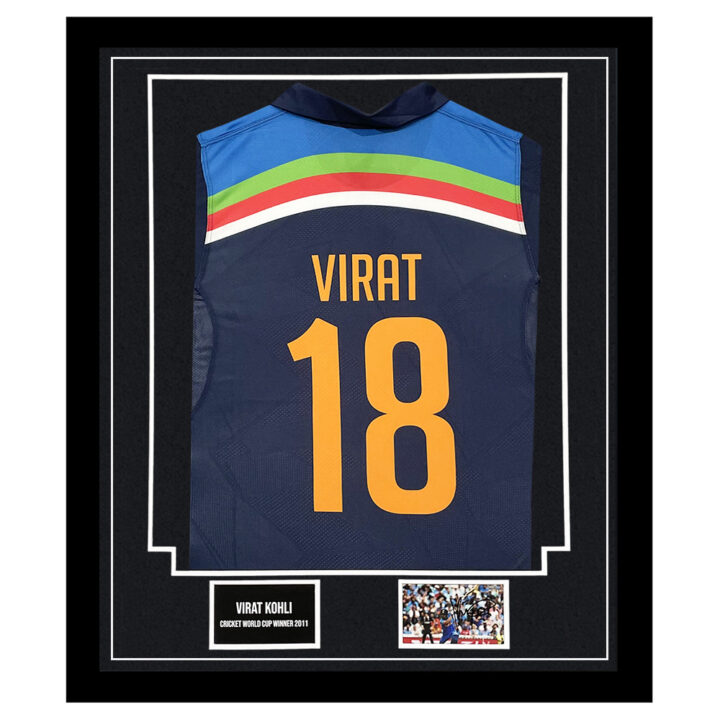 Virat Kohli Signed Framed Display Shirt – CWC Winner 2011