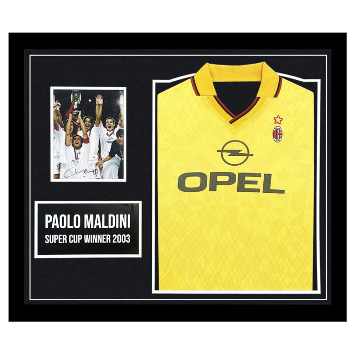 Paolo Maldini Signed Framed Display Shirt - Super Cup Winner 2003