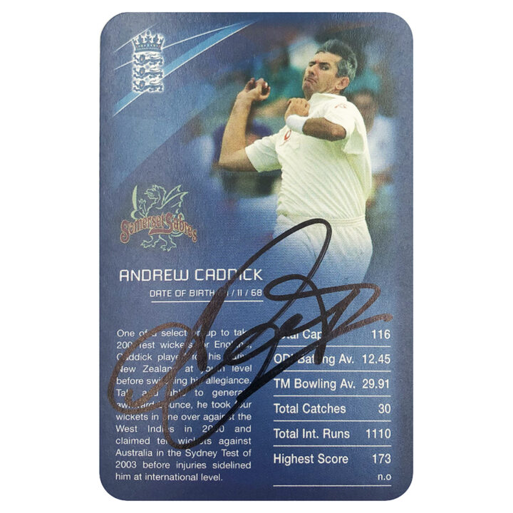 Signed Andrew Caddick Collector Card - England Cricket Top Trumps