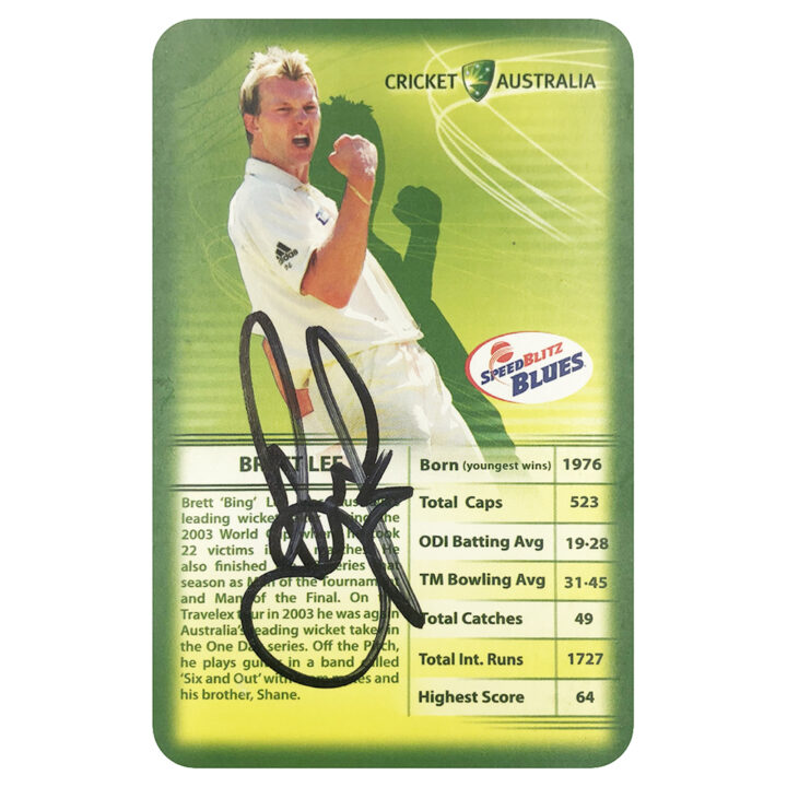 Signed Brett Lee Collector Card - Australia Cricket Top Trumps