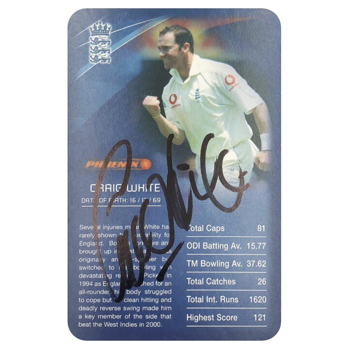 Signed Craig White Collector Card - England Cricket Top Trumps