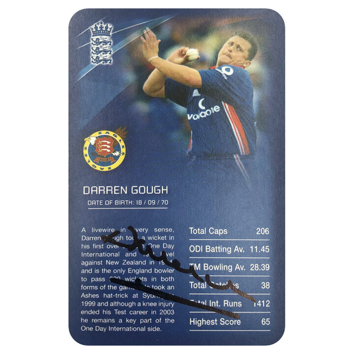 Signed Darren Gough Collector Card - England Cricket Top Trumps