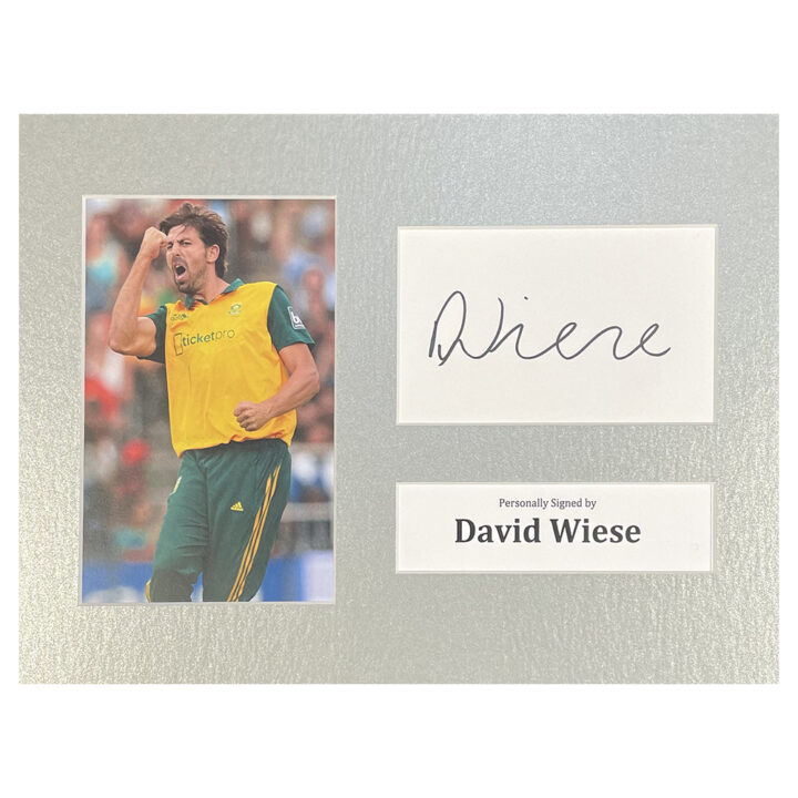 Signed David Wiese Photo Display - 12x8 South Africa Cricket Autograph
