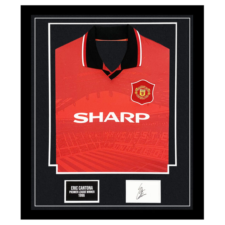 Signed Eric Cantona Framed Display - Premier League Winner 1996 Shirt