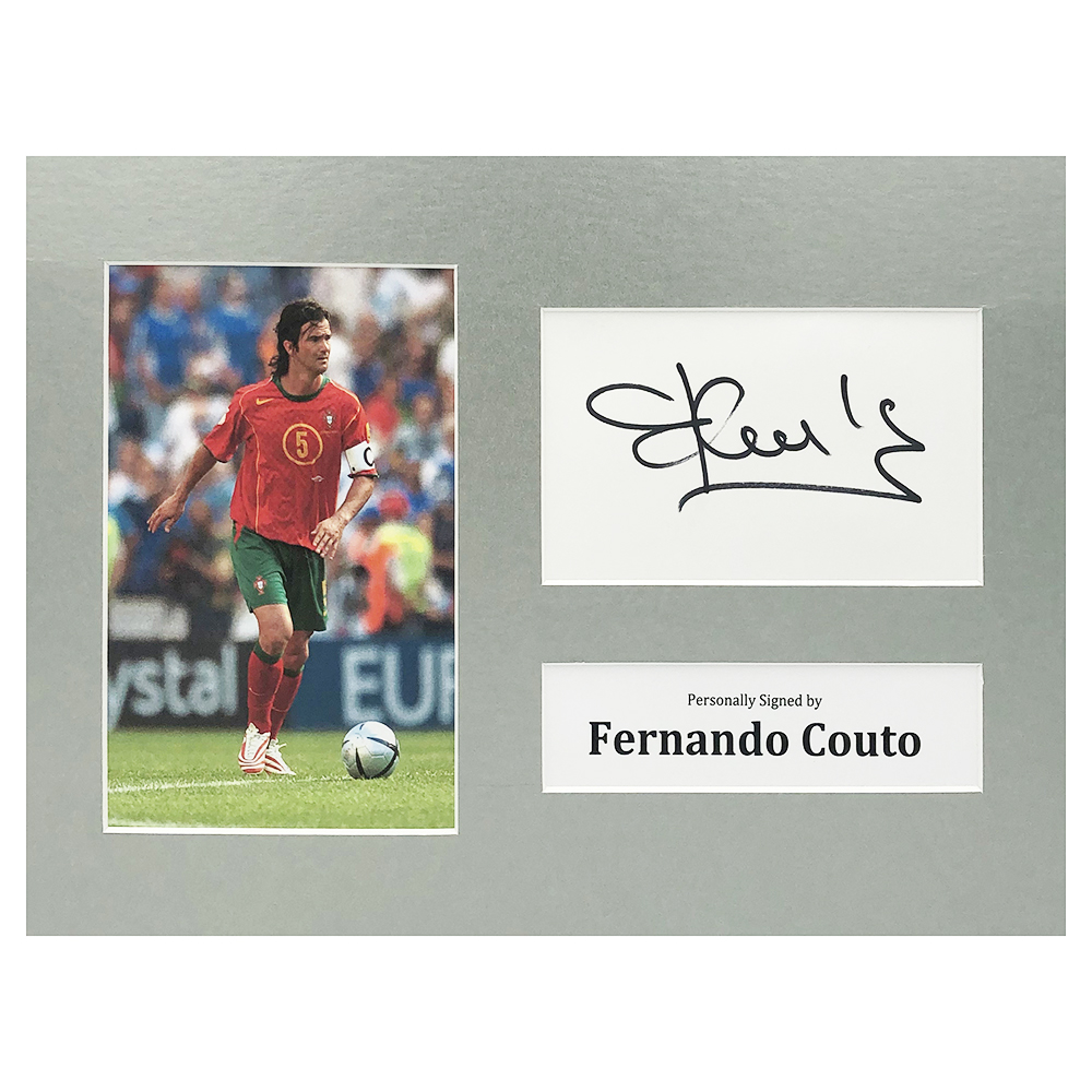 Signed Fernando Couto Photo Display - 12x8 Portugal Icon +COA