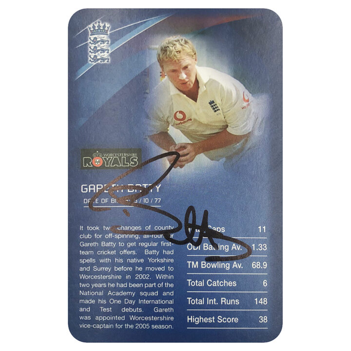 Signed Gareth Batty Collector Card - England Cricket Top Trumps