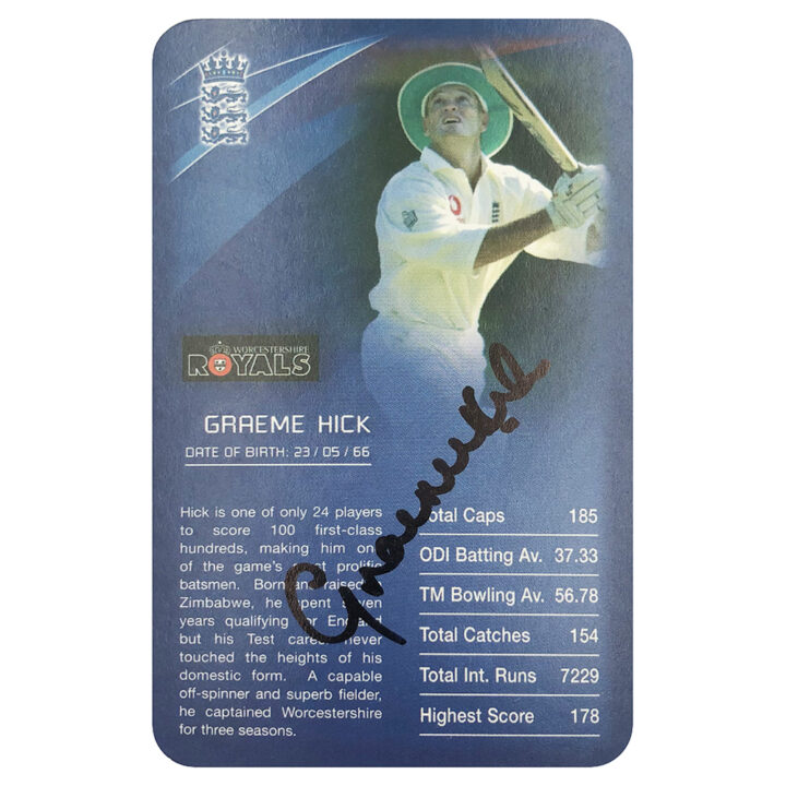 Signed Graeme Hick Collector Card - England Cricket Top Trumps