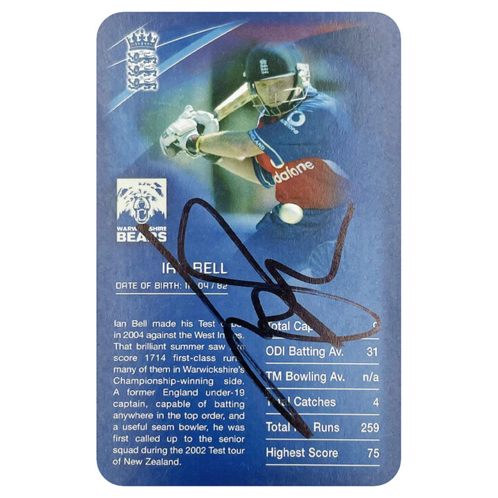 Signed Ian Bell Collector Card - England Cricket Top Trumps