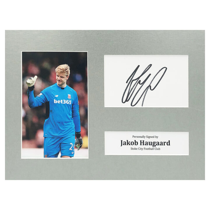 Signed Jakob Haugaard Photo Display - 12x8 Stoke City Icon