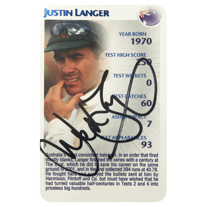 Signed Justin Langer Trade Card - Australia Cricket Icon