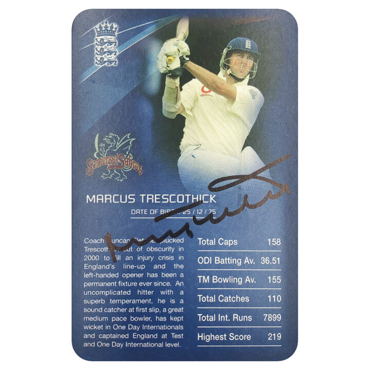 Signed Marcus Trescothick Collector Card - England Cricket Top Trumps