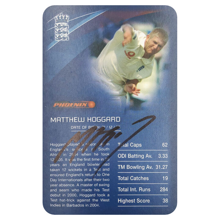 Signed Matthew Hoggard Collector Card - England Cricket Top Trumps