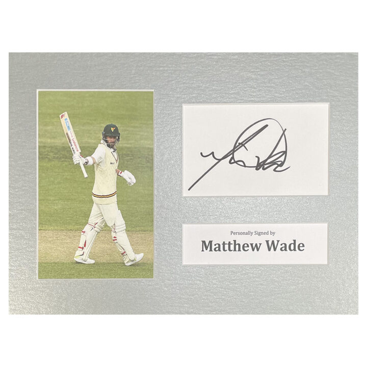 Signed Matthew Wade Photo Display - 12x8 Australia Cricket Icon