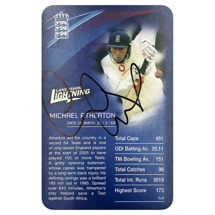 Signed Michael Atherton Collector Card - England Cricket Top Trumps