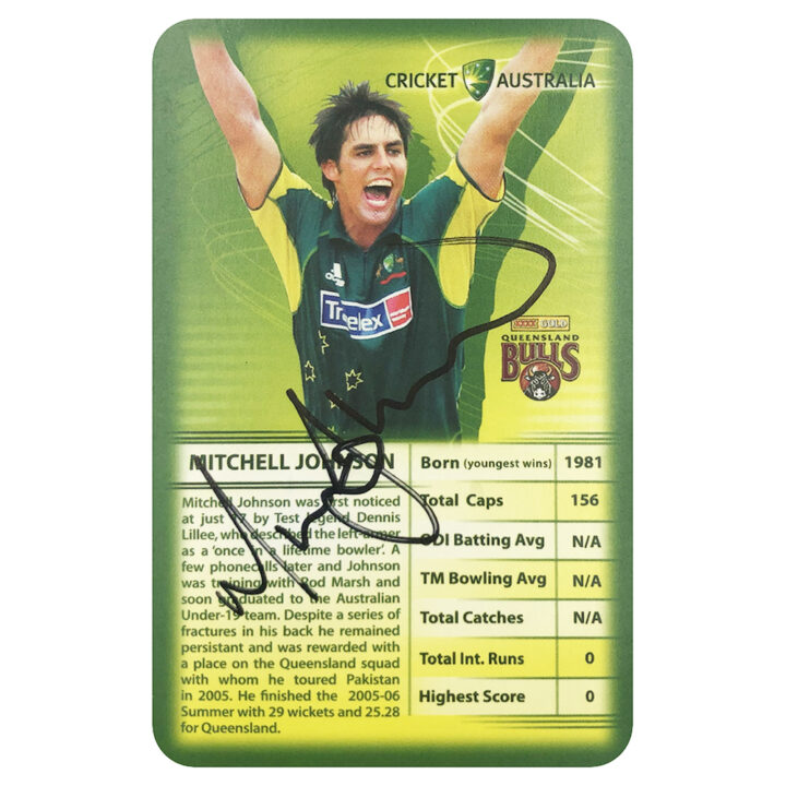 Signed Mitchell Johnson Collector Card - Australia Cricket Top Trumps
