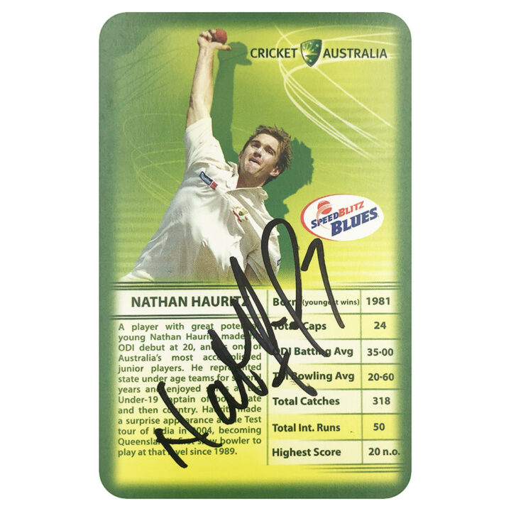 Signed Nathan Hauritz Collector Card - Australia Cricket Top Trumps