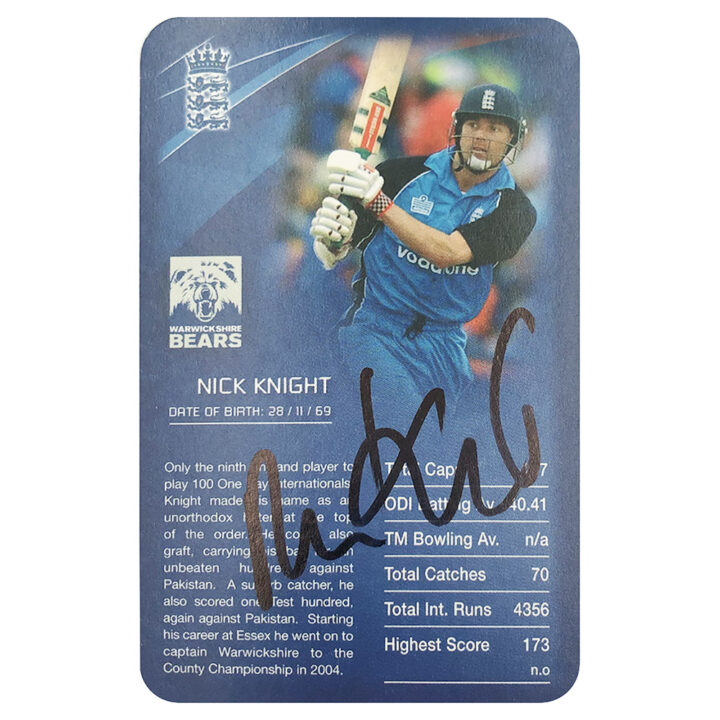 Signed Nick Knight Collector Card - England Cricket Top Trumps