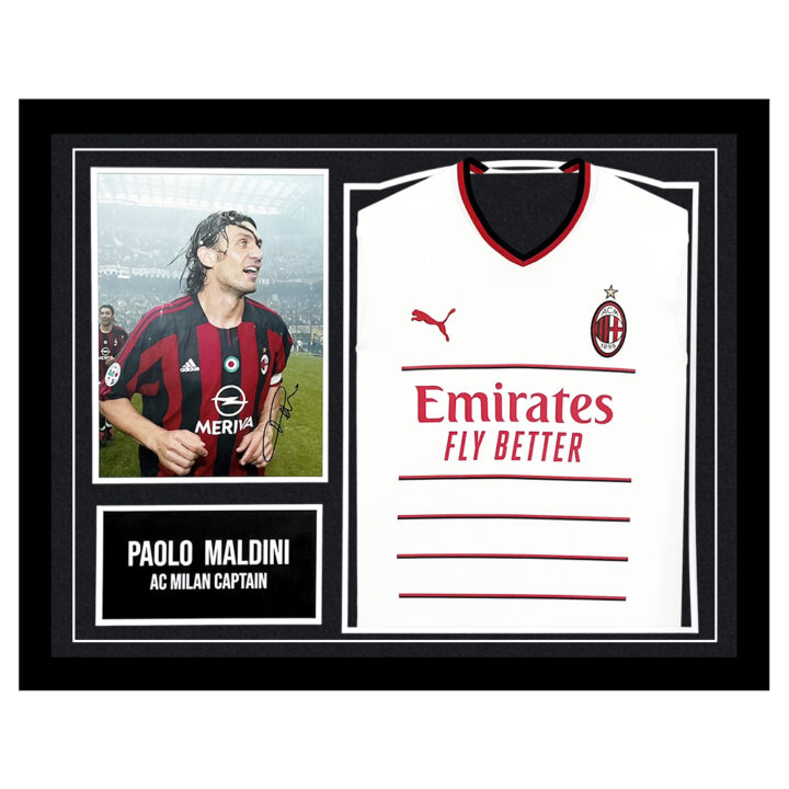 Signed Paolo Maldini Framed Display Shirt - AC Milan Captian Autograph