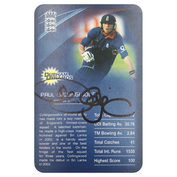 Signed Paul Collingwood Collector Card - England Cricket Top Trumps