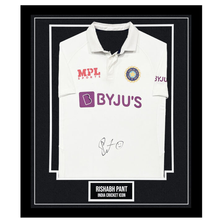 Signed Rishabh Pant Framed Shirt - India Cricket Icon Autograph