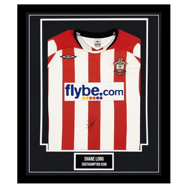 Signed Shane Long Framed Shirt - Southampton Icon