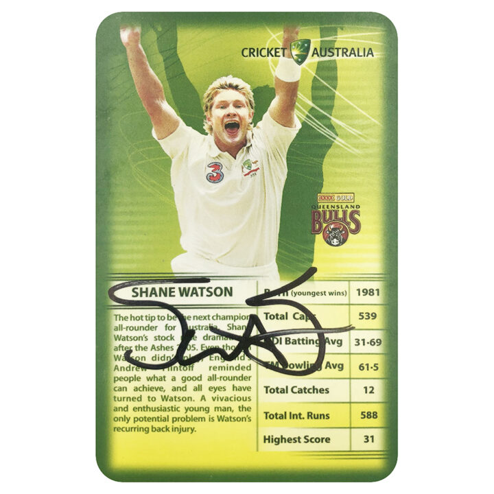 Signed Shane Watson Collector Card - Australia Cricket Top Trumps