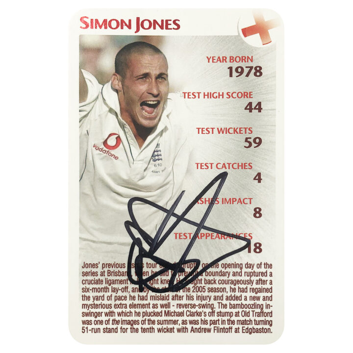 Signed Simon Jones Trade Card - England Cricket Icon
