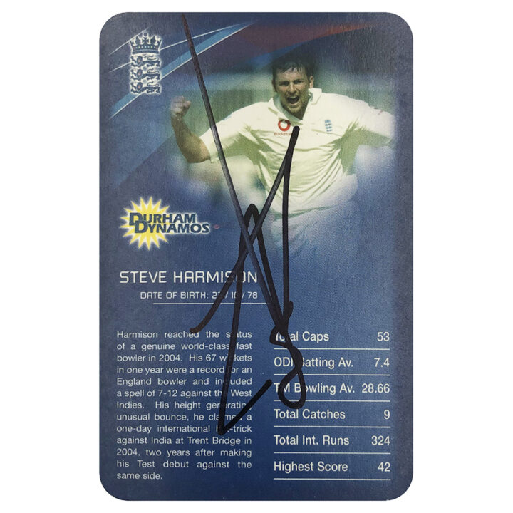 Signed Steve Harmison Collector Card - England Cricket Top Trumps