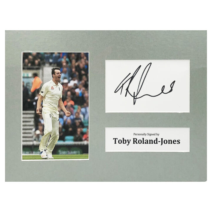 Signed Toby Roland-Jones Photo Display - 12x8 England Cricket Icon