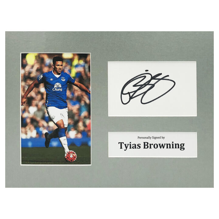 Signed Tyias Browning Photo Display - 12x8 Everton Icon