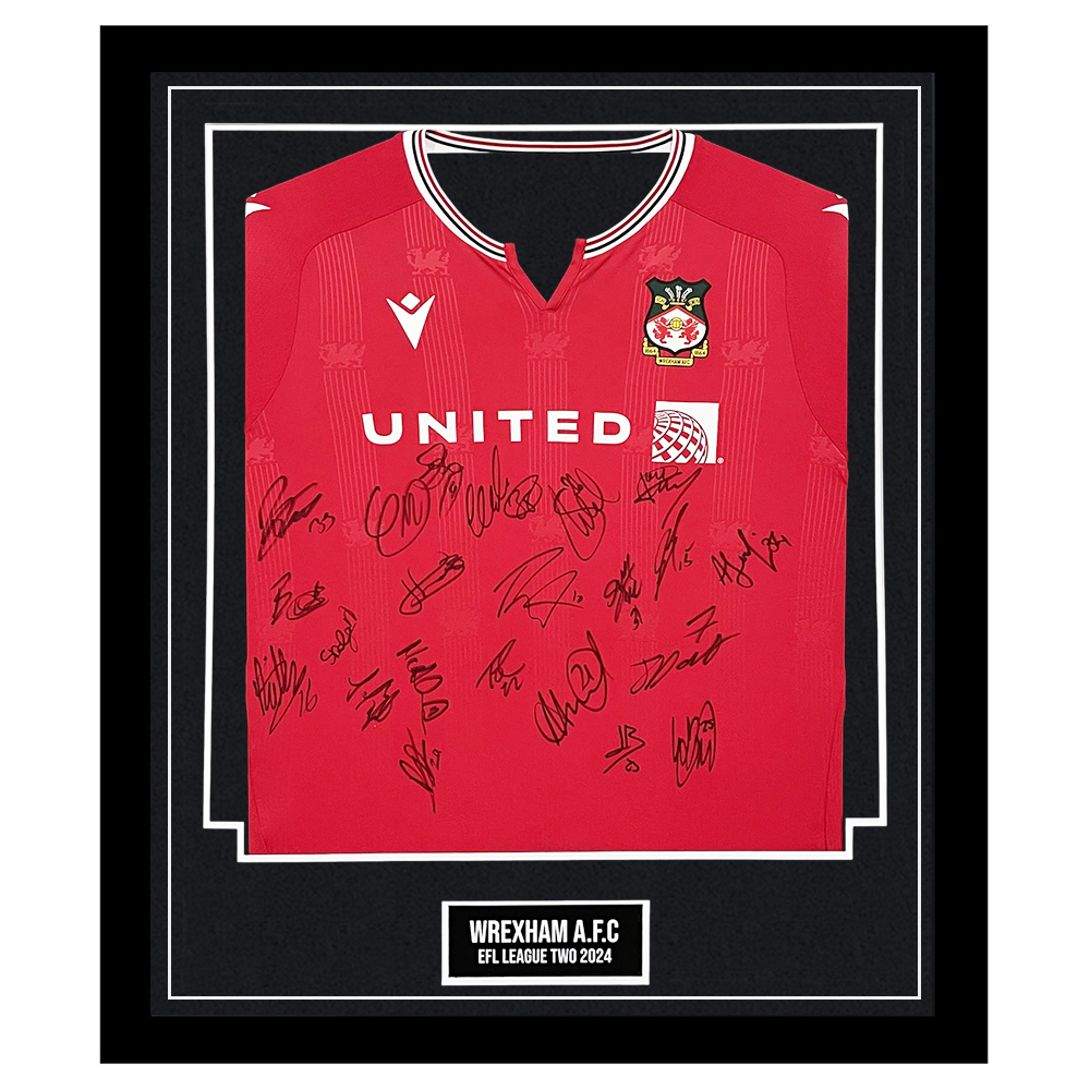 Signed Wrexham A.F.C. Framed Home Shirt EFL League Two 2024