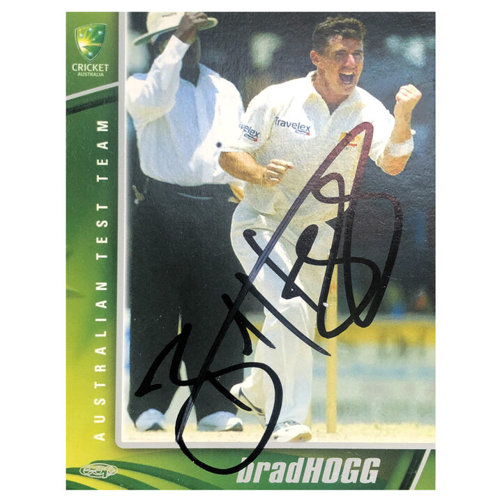Signed Brad Hogg Trade Card - Australia Test Team Autograph