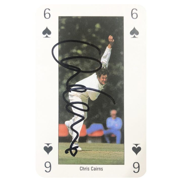 Signed Chris Cairns Playing Card - New Zealand Cricket Autograph